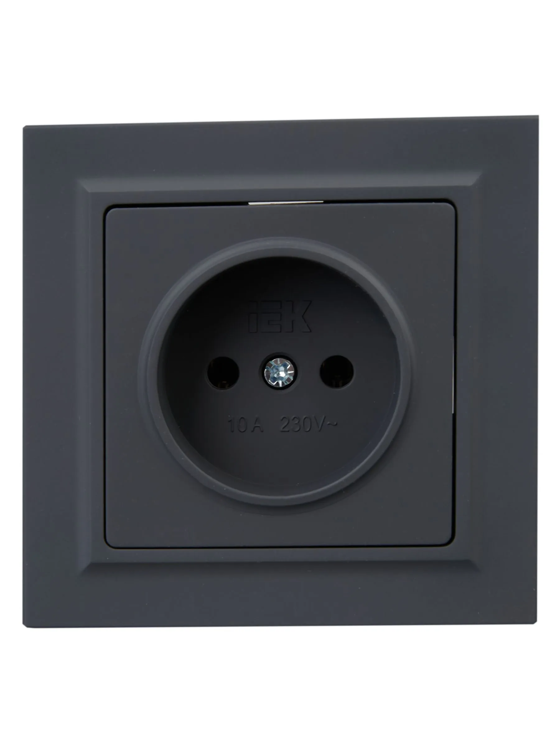 BRITE Розетка 1-местная без заземления без защитных шторок 10А в сб. РСР10-1-0-БрГ графит IEK - Фото 4