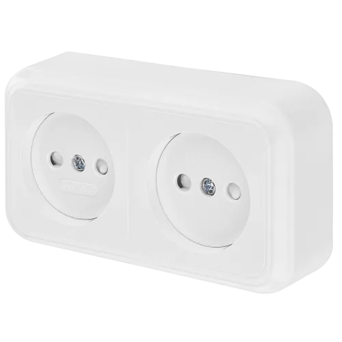 Розетка штепсельная двухместная со шторками открытой установки РА16-273 - Фото 2