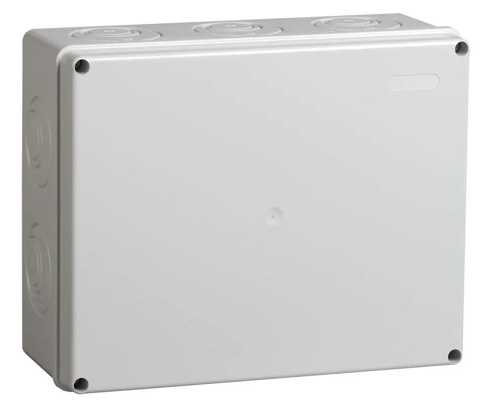 Коробка распаячная КМ41342 для открытой проводки безгалогенная (HF) 240х195х90мм с монтажной платой IP55 5 вводов серая IEK