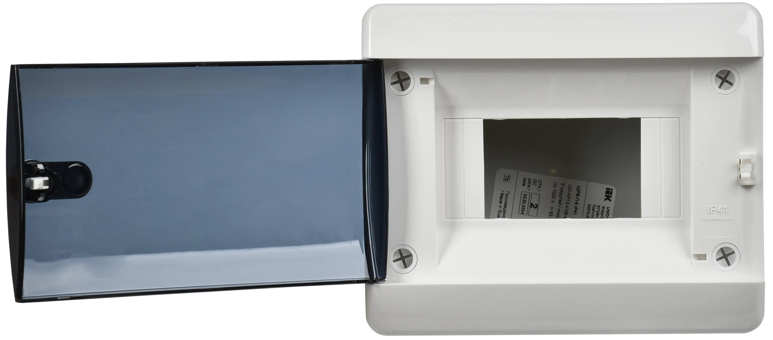 UNION Compact Корпус пластиковый ЩРВ-П-6 IP41 черная прозрачная дверь IEK - Фото 3