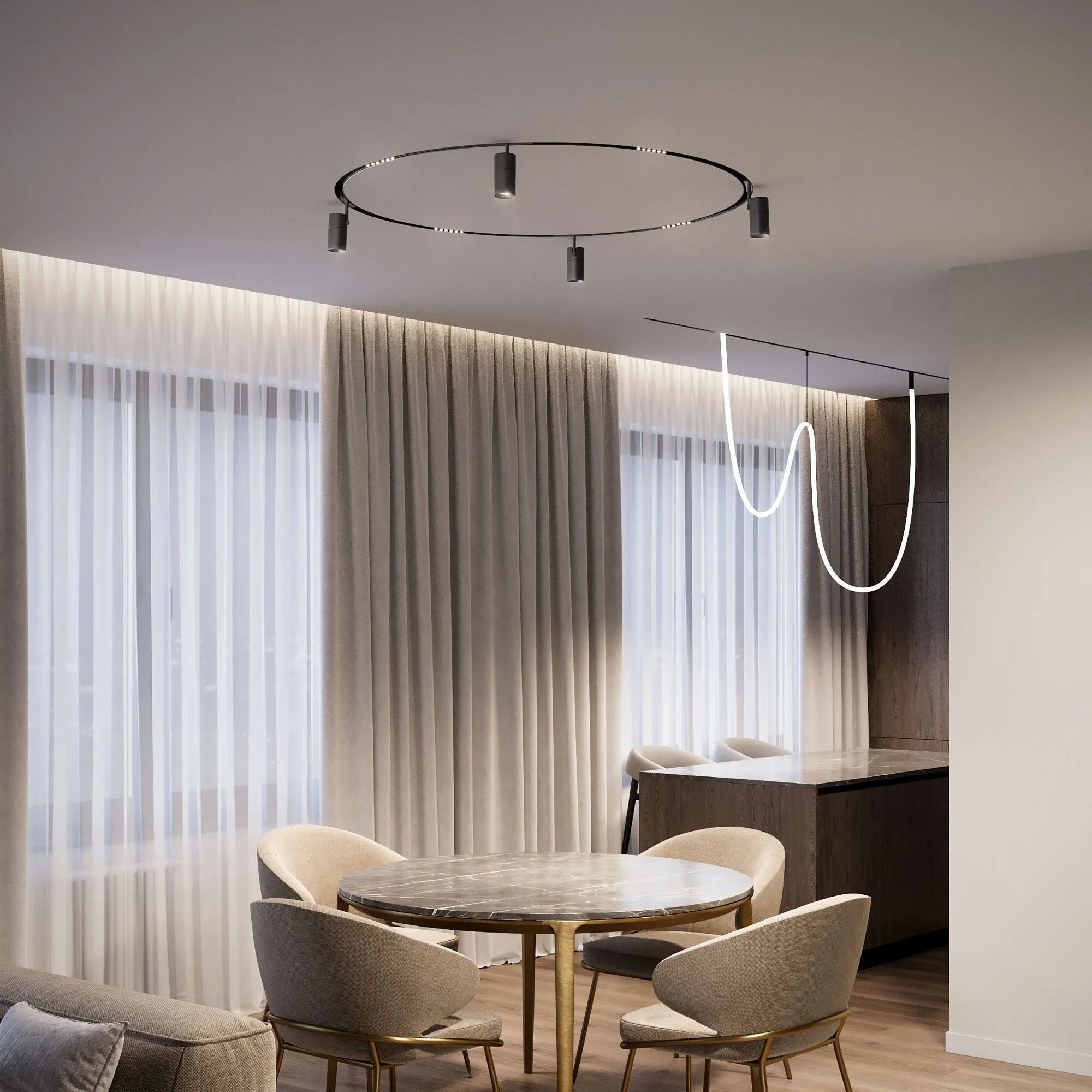 Slim Magnetic Трековый светильник для радиусного шинопровода 6W 4200K Intenso чёрный Ø 800мм - Фото 3