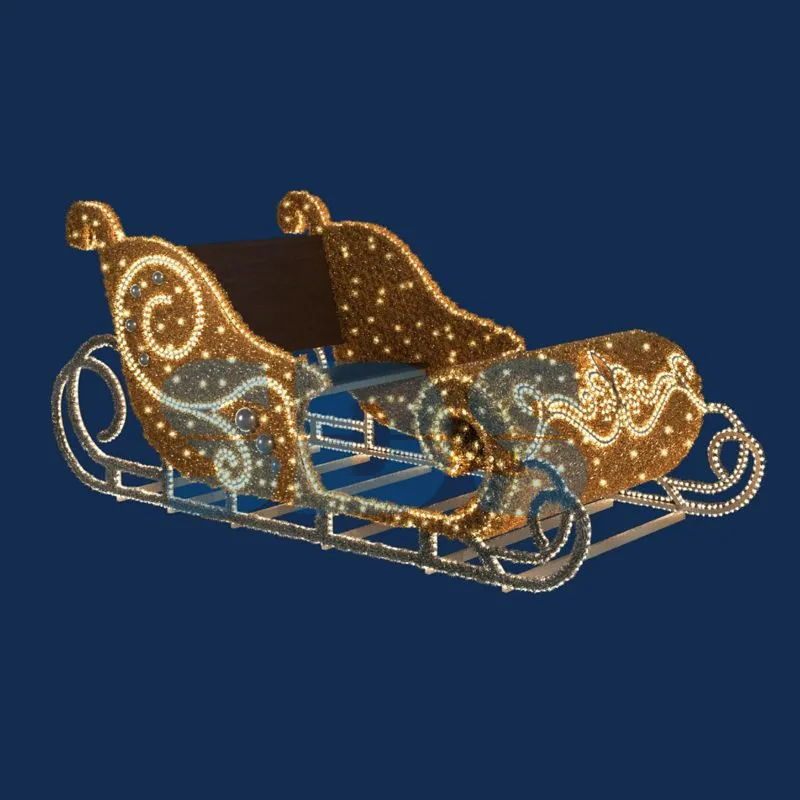 Декоративная 3D фигура Сани Деда мороза 280х130 см