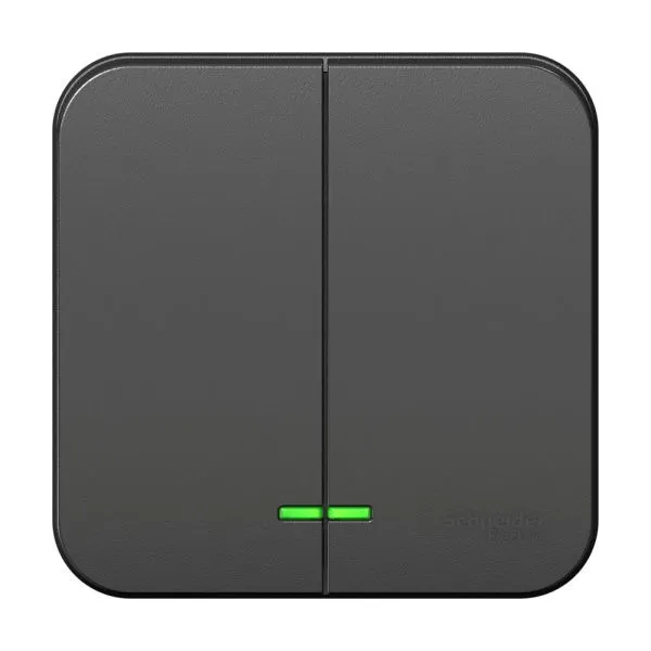 Выключатель 2-кл. ОП Blanca 10А IP20 (сх. 5) 250В с подсветкой с изолир. пластиной антрацит SE BLNVA105116