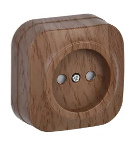 GLORY Розетка 1-местная для открытой установки без заземления с защитными шторками 10А РСш20-2-ХД дуб IEK