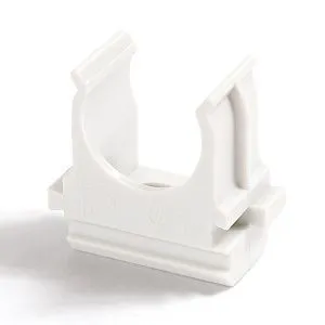 Крепёж-клипса для труб Полистирол белая d20 мм (100шт/1500шт уп/кор) Промрукав PR.02720б
