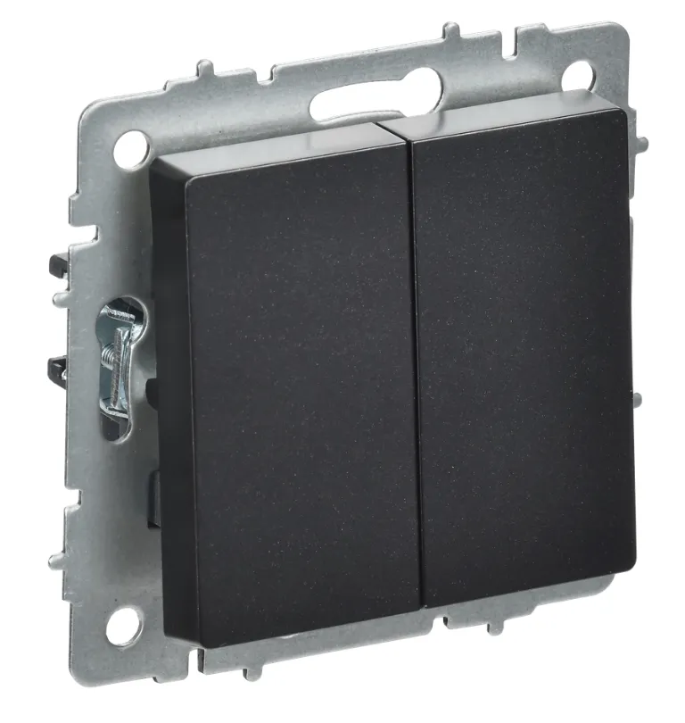 BRITE Выключатель 2-клавишный перекрестный 10А ВС10-2-3-БрЧ черный IEK