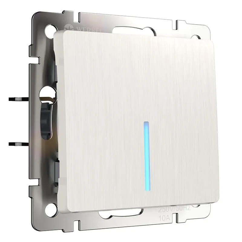 Выключатель одноклавишный с подсветкой (перламутровый рифленый) Werkel