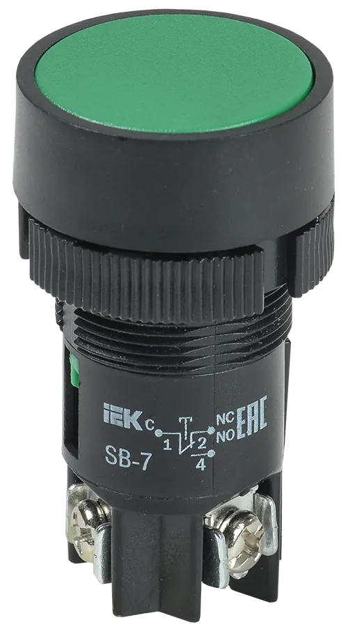 Кнопка SВ-7 "Пуск" зеленая 1з+1р d=22мм/240В IEK