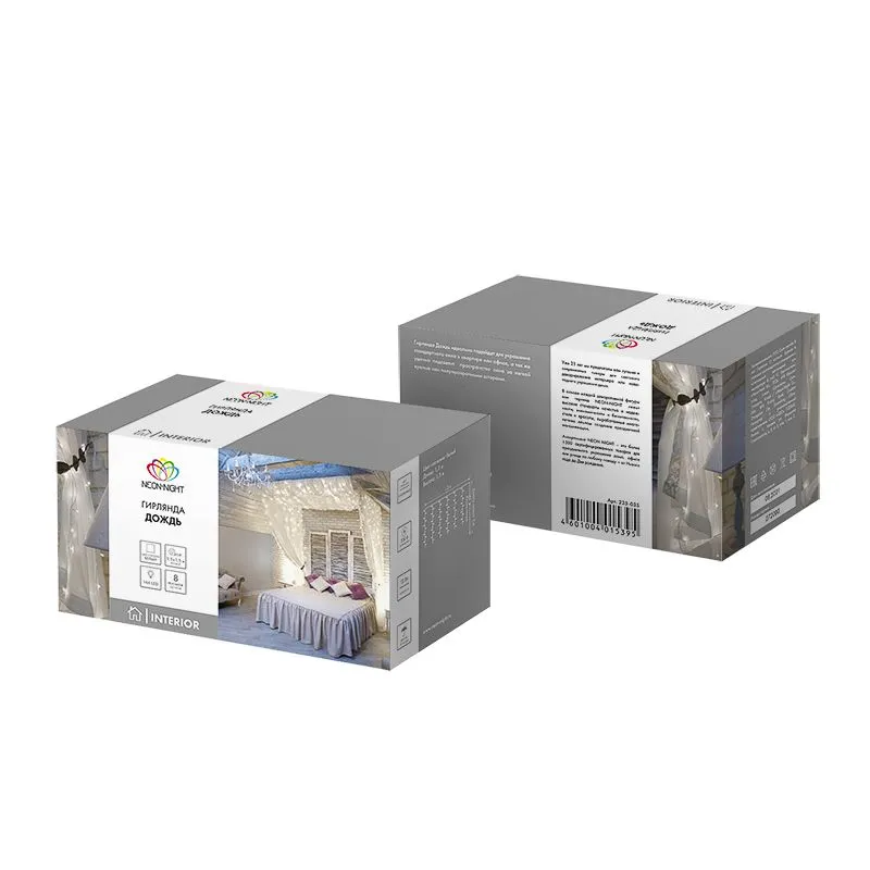 Гирлянда Светодиодный Дождь 1.5х1.5 м 144 LED, прозрачный ПВХ, с контроллером, холодное белое свечение NEON-NIGHT - Фото 4