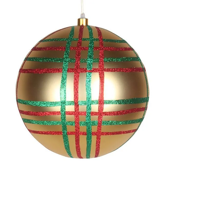 Елочная фигура Шар в клетку 25 см, цвет золотой мульти 502-261