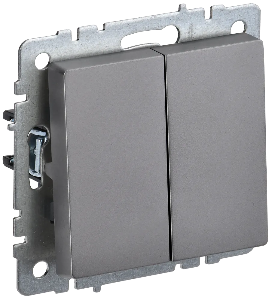 BRITE Выключатель 2-клавишный 10А ВС10-2-0-БрС сталь IEK