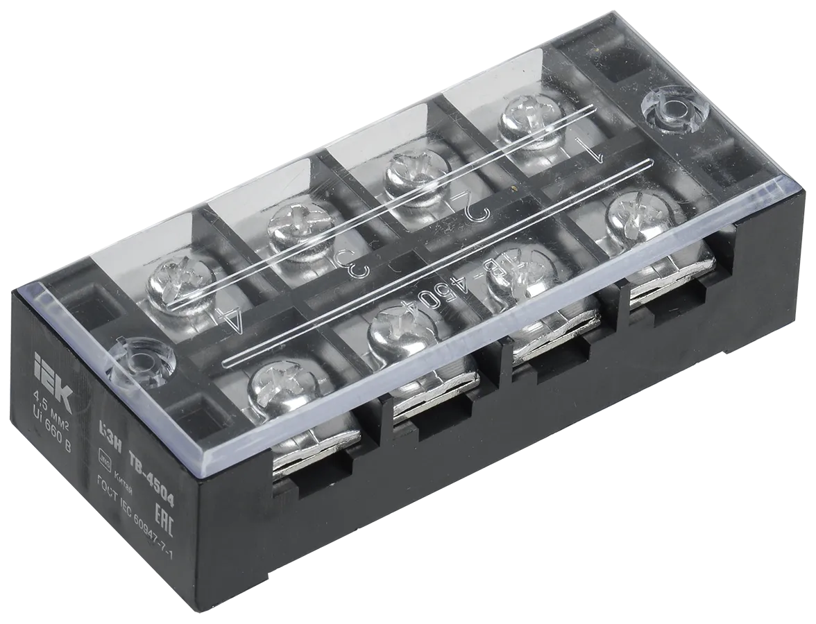 Блок зажимов наборный БЗН ТВ-4504 4,5мм2 45А 4 пары IEK