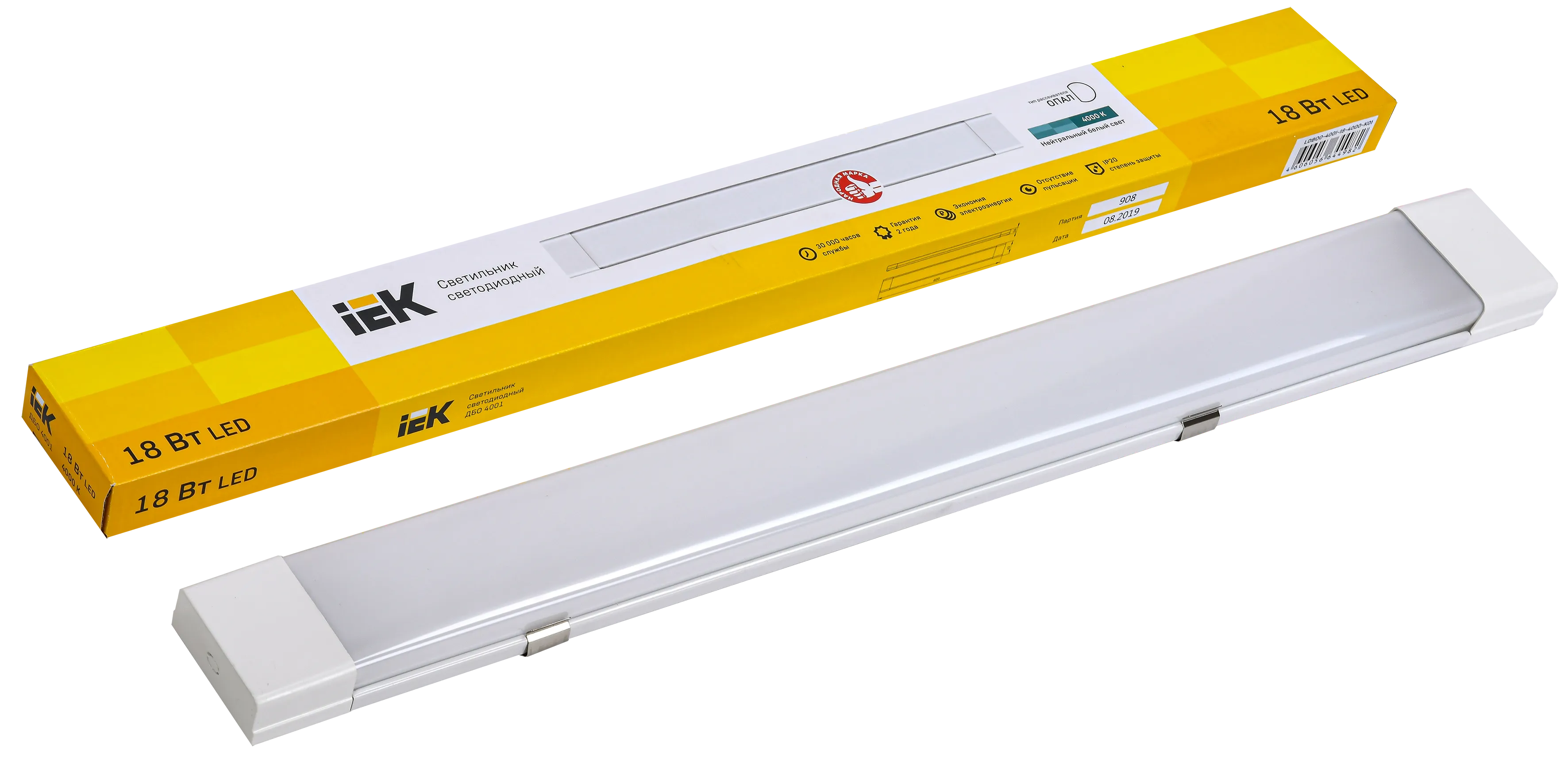 Светильник светодиодный линейный ДБО 4001 18Вт 4000К IP20 600мм опал IEK - Фото 3