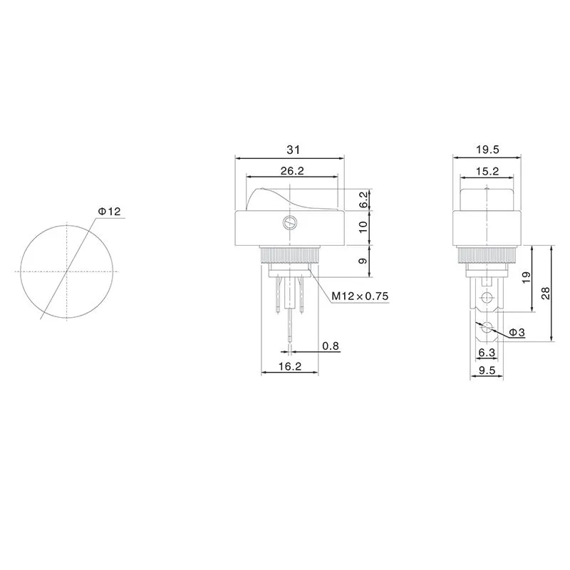 Выключатель клавишный 12V 30А (3с) ON-OFF черный ОВАЛ с красной LED подсветкой (RWB-523, ASW-20D)  REXANT - Фото 2
