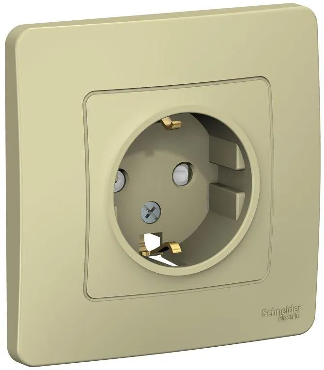 Розетка 1-м СП Blanca 16А IP20 250В с заземл. защ. шторки беж. SE BLNRS001117 - Фото 2