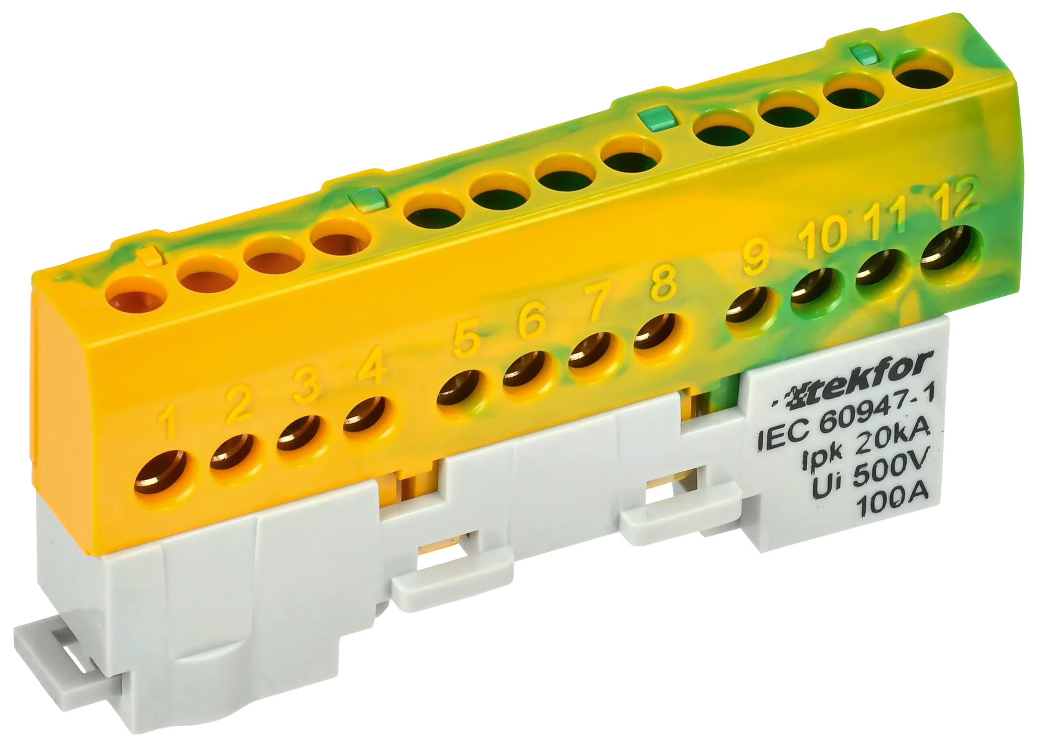 TEKFOR Шина PE "земля" изолированная на универсальном держателе 6х9-12-ЖЗ IEK TF-NN10-12-KL-K52
