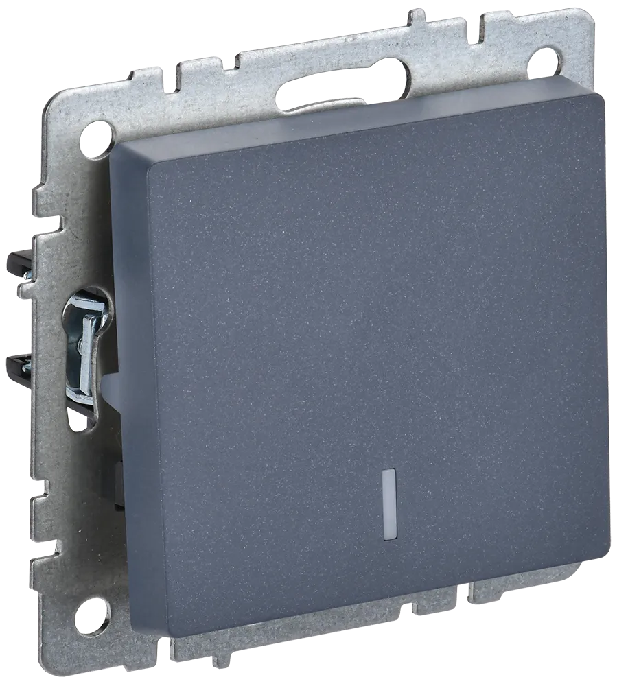 BRITE Выключатель 1-клавишный проходной с индикацией 10А ВС10-1-7-БрМ маренго IEK