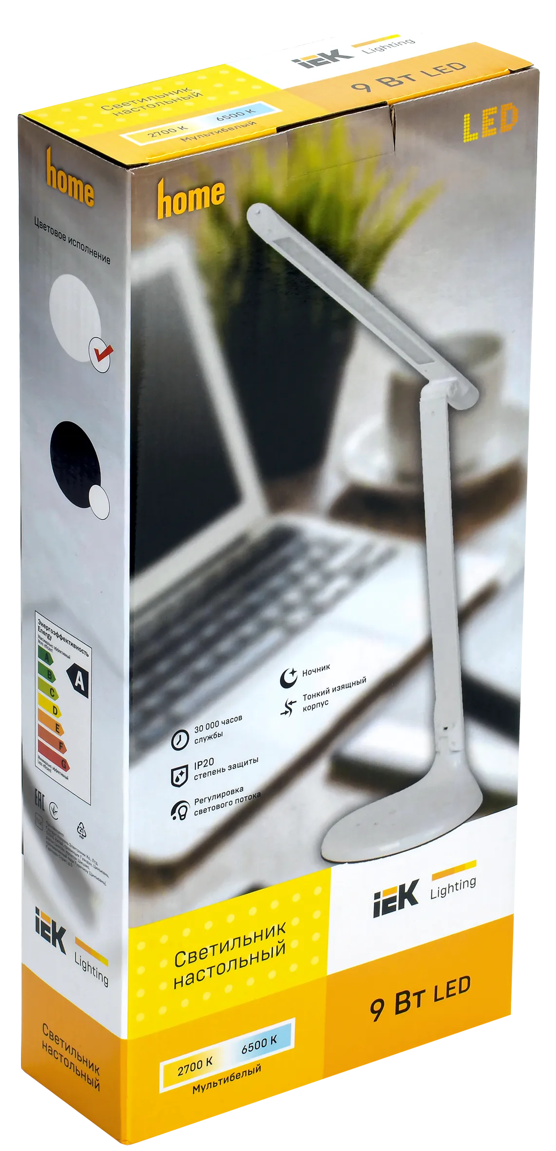 LIGHTING Светильник светодиодный настольный 2013 9Вт на подставке диммер ночник белый IEK