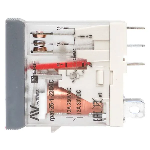 Реле промежуточное с кнопкой и мех. Индикацией RPAt 25/1 12A 230В AC EKF - Фото 4
