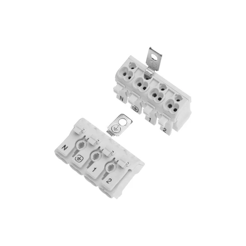 Клемма пружинная соединительная КСП 4-полюсная с заземлением и с монтажными ножками (50 шт./уп.) REXANT 