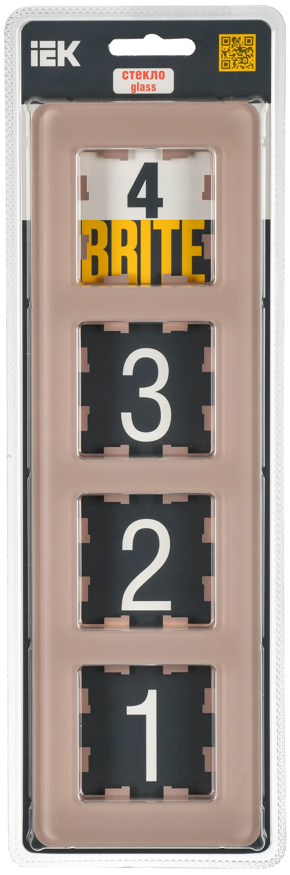 BRITE Рамка 4-местная РУ-4-2-Бр стекло дымчатый RE IEK - Фото 2