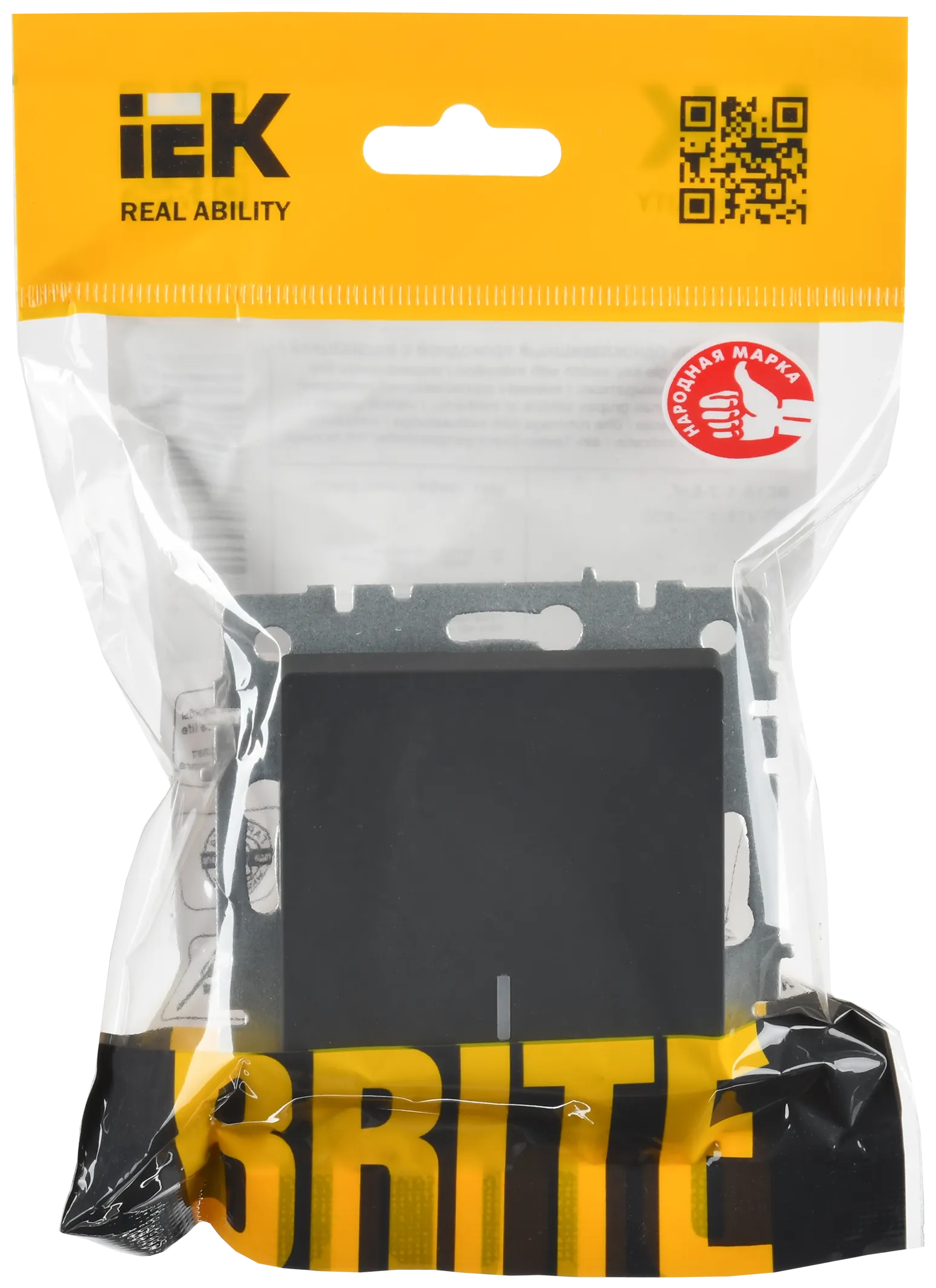 BRITE Выключатель 1-клавишный проходной с индикацией 10А ВС10-1-7-БрГ графит IEK - Фото 2