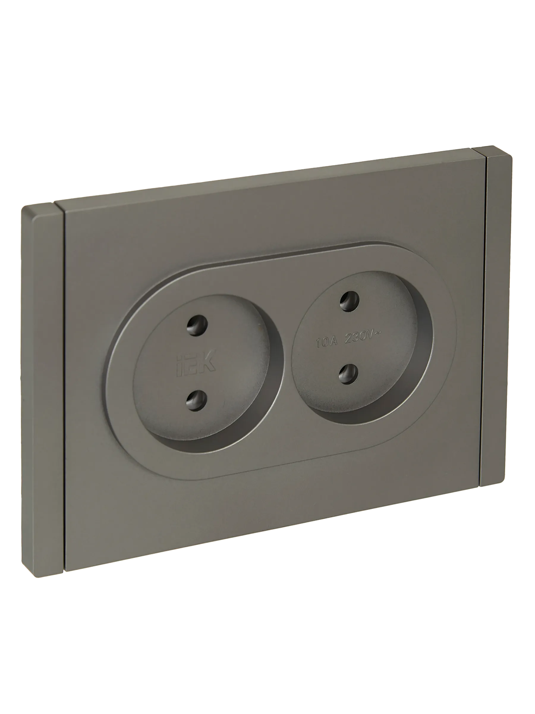 FORTE&PIANO Розетка 2-местная без заземления без защитных шторок безвинтовое крепление 10А FP526 сталь IEK FP-R20-10-1-K46