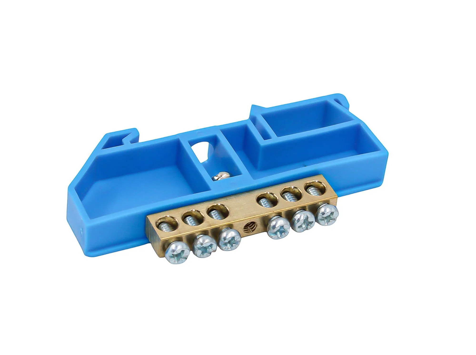 Шина N "ноль" на DIN-изоляторе СИНИЙ 6х9-6 DEKRON - Фото 3