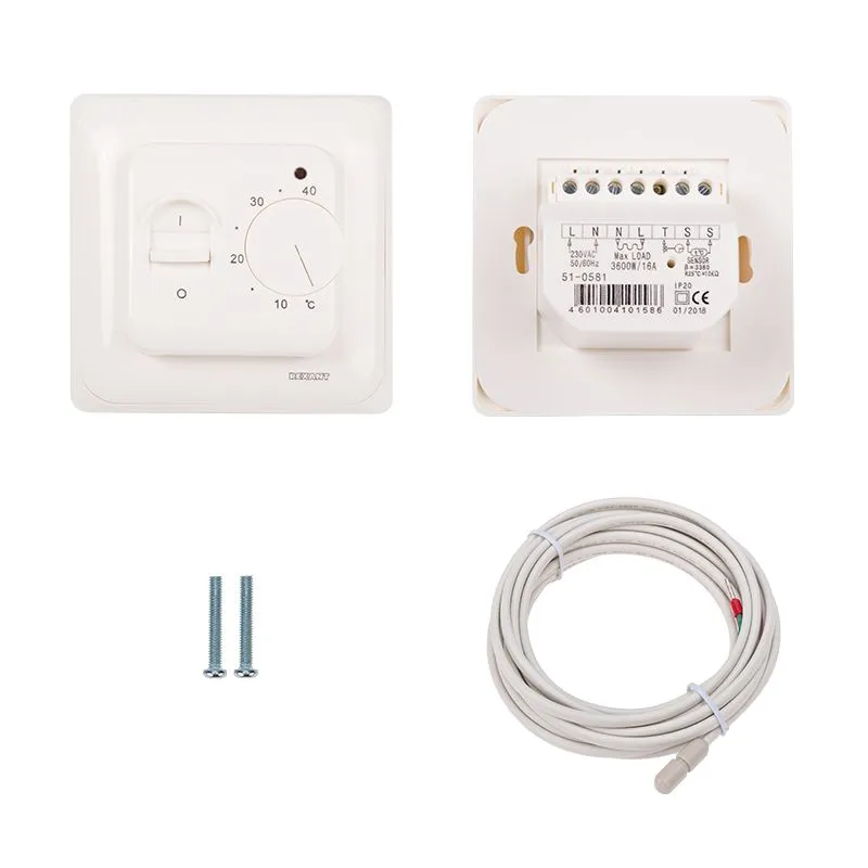 Терморегулятор механический R70XT с датчиком температуры пола и LED-индикатором 16А/5Вт REXANT - Фото 3