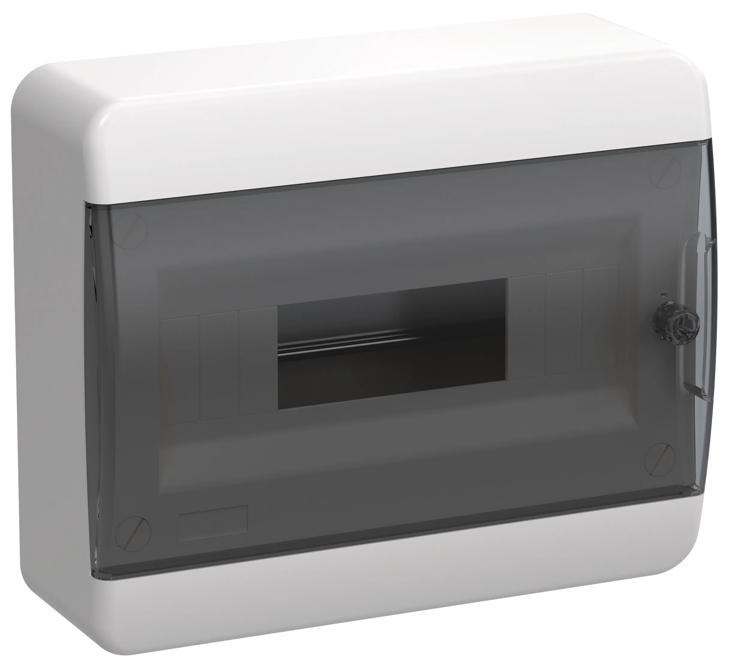 TEKFOR Корпус пластиковый БЕЛЫЙ ЩРН-П-12, IP41 черная прозрачная дверь IEK TF5-KP12-N-12-41-K01-K03