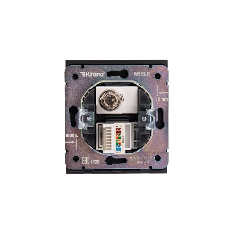 Розетка STRONG компьютерная RJ45 кат6 + TV с/у антрацит KRANZ - Фото 2