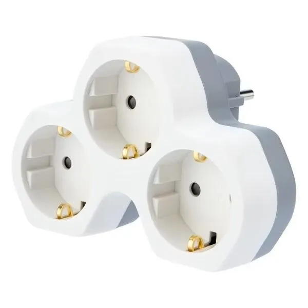 Сетевой разветвитель 3 гнезда с/з, с защитными шторками, 16A, 250V, белый DEKRON для электропроводки - Фото 4