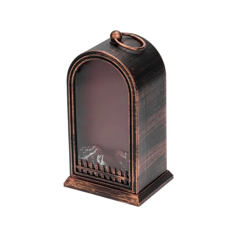 Светодиодный камин Фьюжн с эффектом живого огня 14,7x11,7x25 см, батарейки 2хС (не в комплекте) USB, бронзовый 511-038