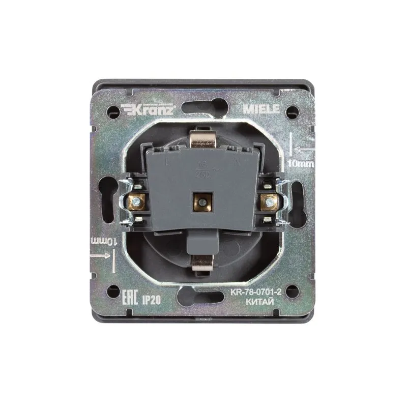 Розетка ROUND 1-ая с/з с/у, со шторками 16А титан KRANZ - Фото 3