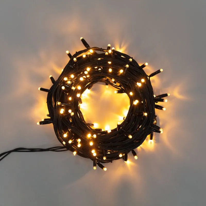 Гирлянда Нить управляемая 20м 240 LED ТЕПЛЫЙ БЕЛЫЙ черный каучук IP67 свечение с динамикой 230В не соединяется нужен контроллер 217-204 NEON-NIGHT