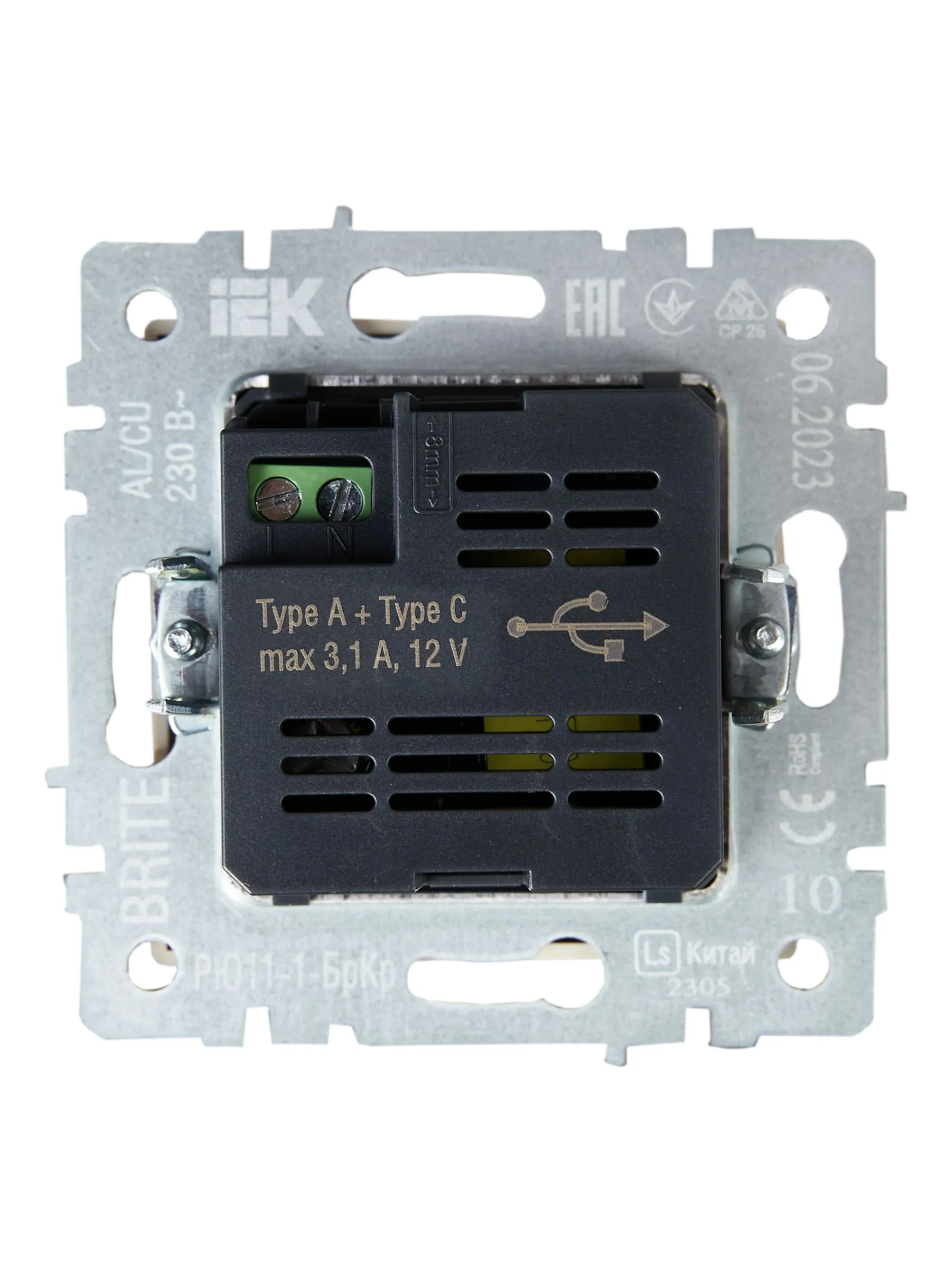 BRITE Розетка USB A+C 18Вт РЮ11-1-БрКр бежевый IEK - Фото 7