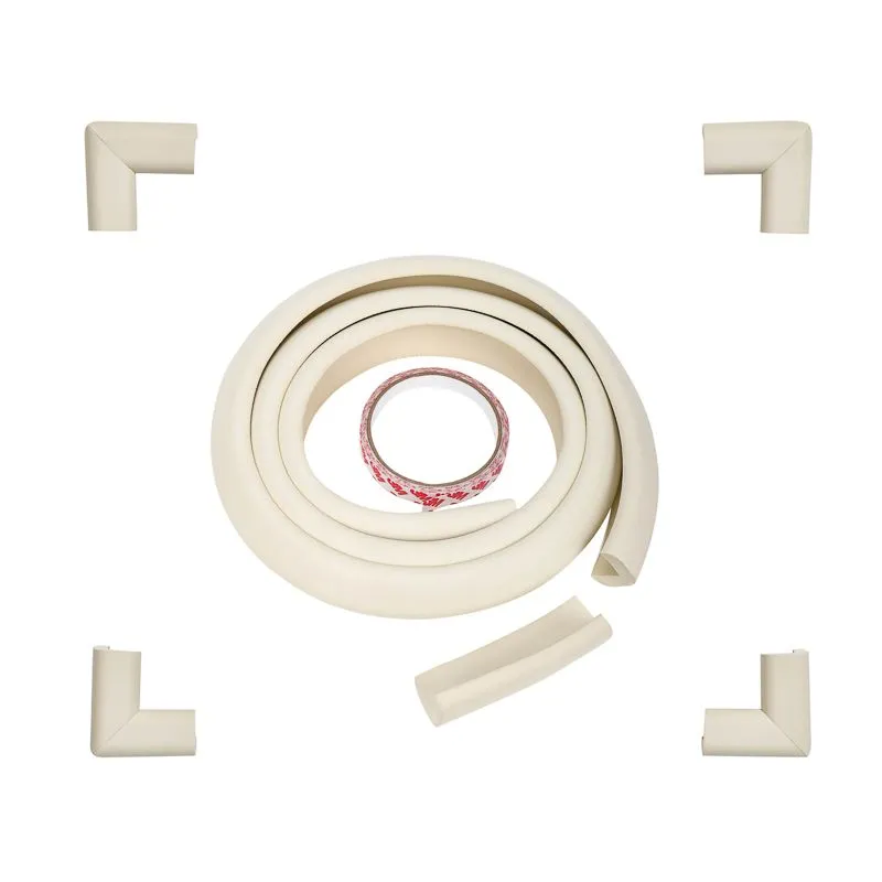 Набор для детской безопасности (мягкая универсальная лента на острые края + 4 мягкие насадки-протекторы уголовые) бежевый HALSA - Фото 3