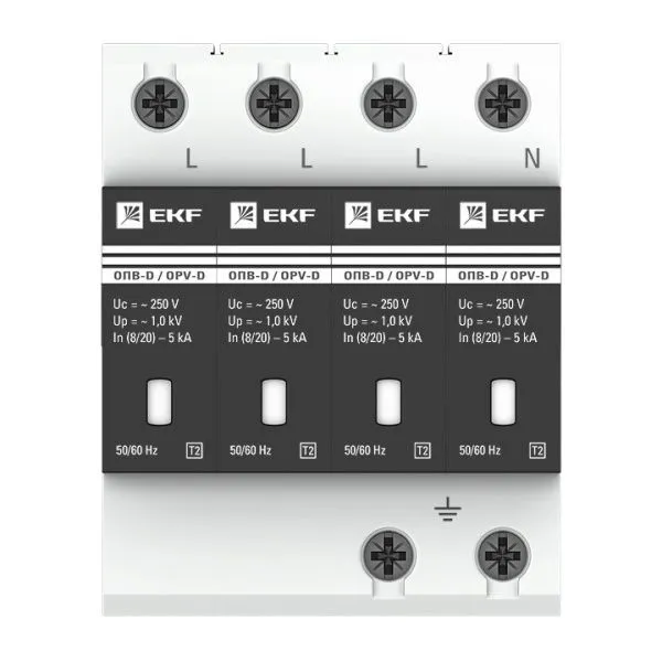 Ограничитель импульсных напряжений ОПВ-D/4P In 5кА 275В с сигн. EKF