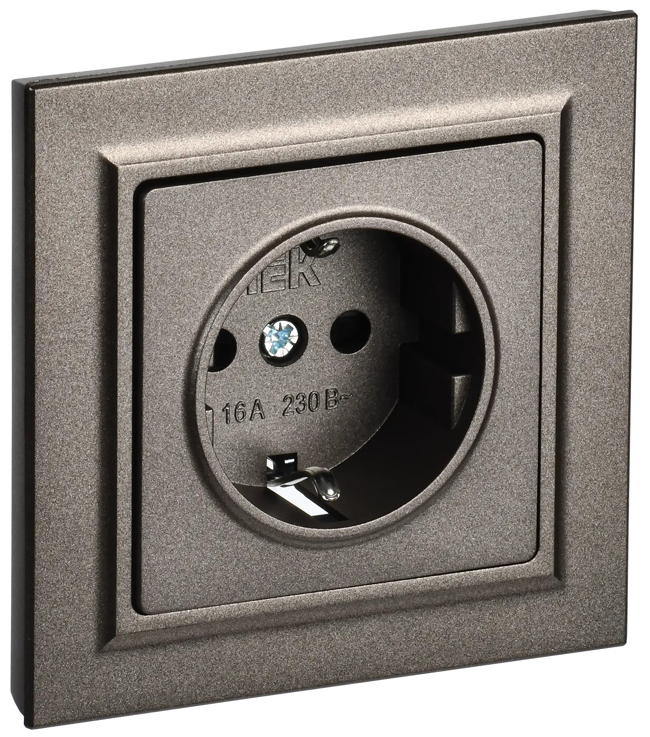 BRITE Розетка 1-местная с заземлением с защитными шторками 16А в сборе РСР14-1-0-БрТБ темная бронза IEK BR-R14-16-K45-F