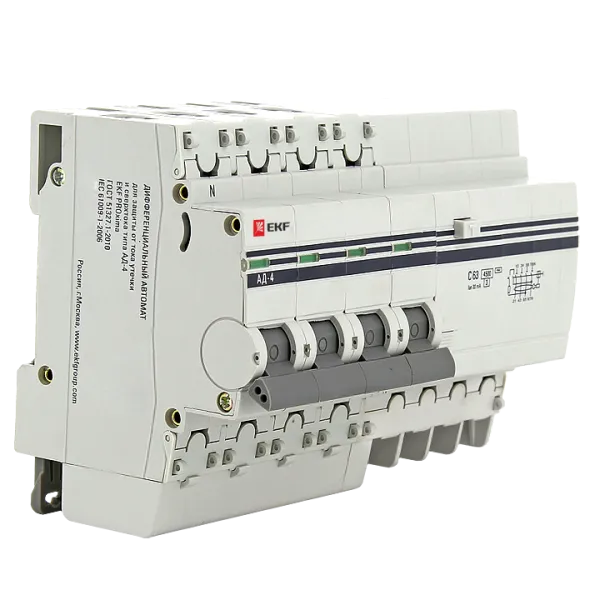 Диф. автомат 4P S 32А 100мА тип АС х-ка C эл. 4,5кА АД-4 EKF - Фото 6