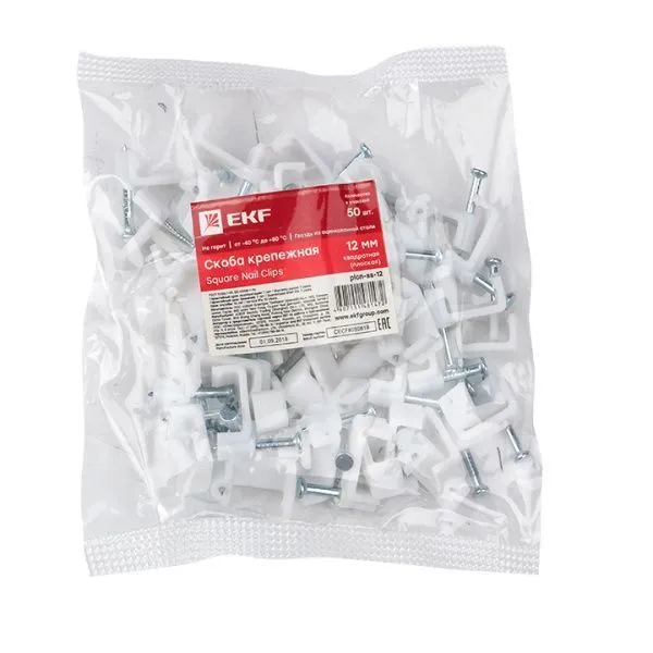 Скоба крепежная квадратная (плоская) (12мм.) (50шт.) EKF