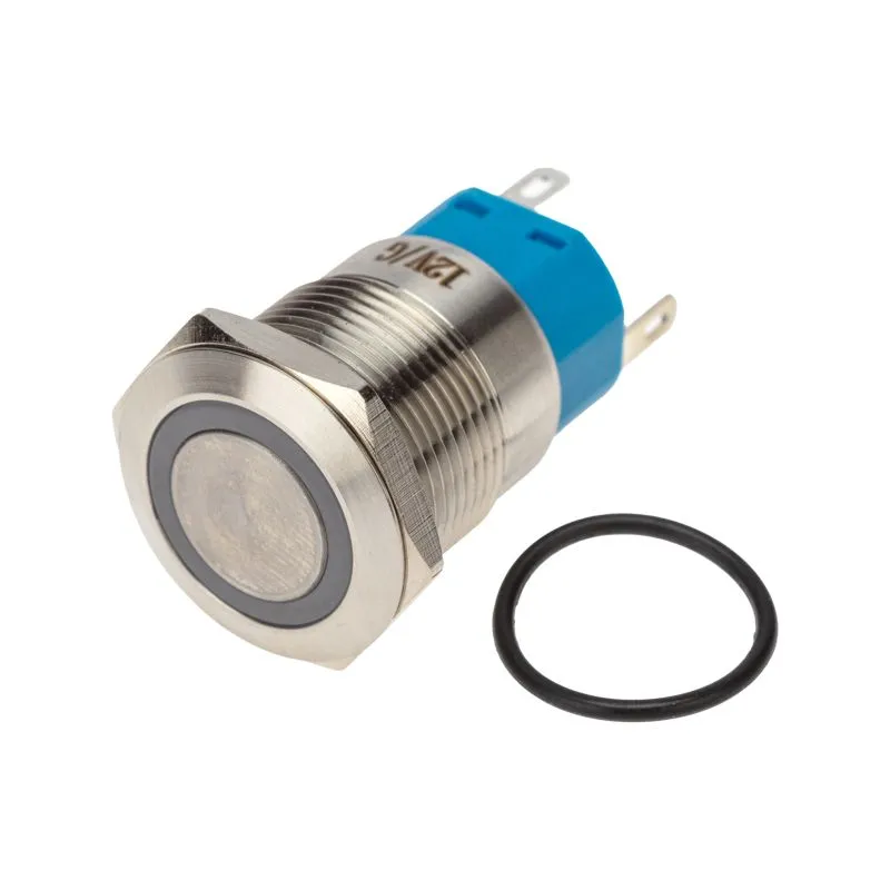 Кнопка антивандальная Ø19 12В(LED) Фикс (5с) OFF-ON/ON-OFF подсв/зеленая REXANT 36-3423