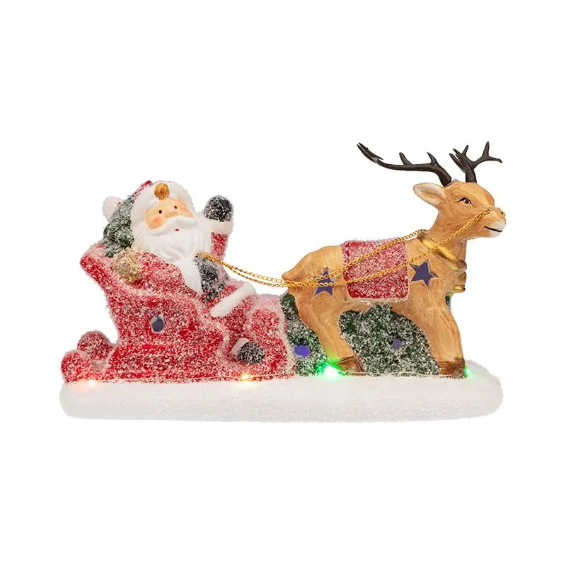 Керамическая фигурка Дед Мороз в санях 30,5х12,2х17,2 см - Фото 4