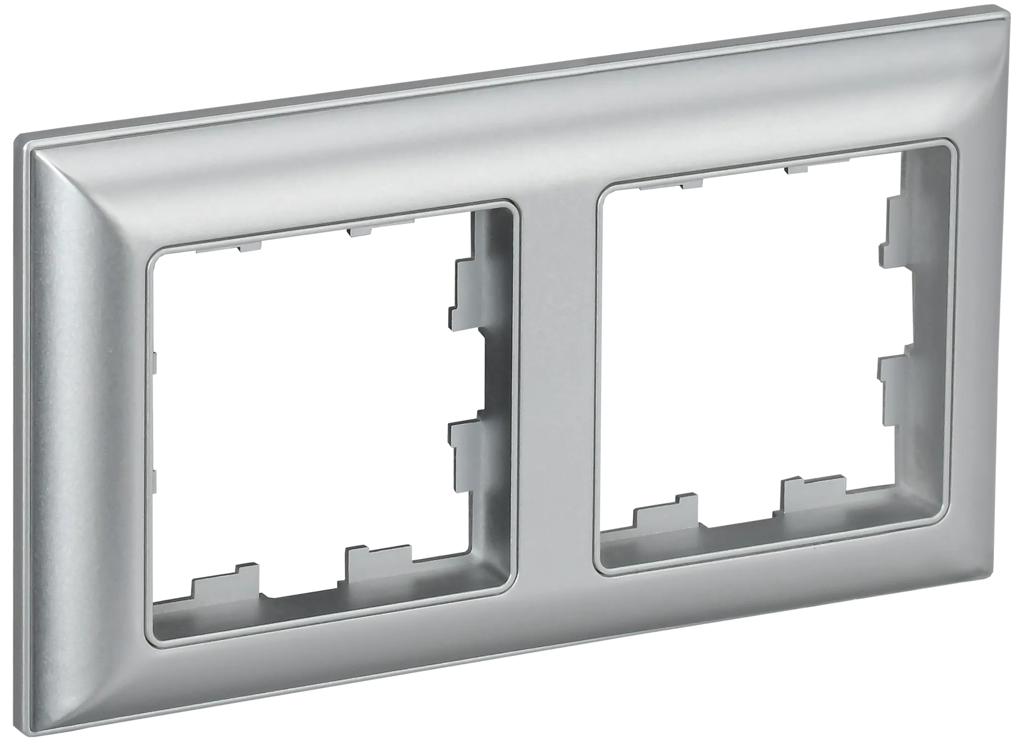 BRITE Рамка 2-местная РУ-2-Бр алюминий/алюминий IEK