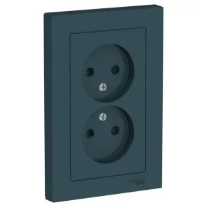 Розетка 2-м СП AtlasDesign 16А IP20 без заземл. защ. шторки в сборе изумруд SE ATN000822 1240445