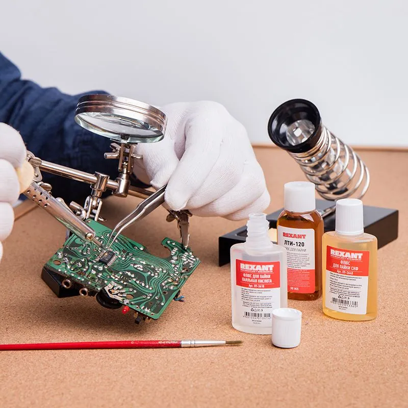 Набор К2 для пайки, «жидкий флюс» (флюс ПК, флюс СКФ, флюс ЛТИ-120) REXANT - Фото 2