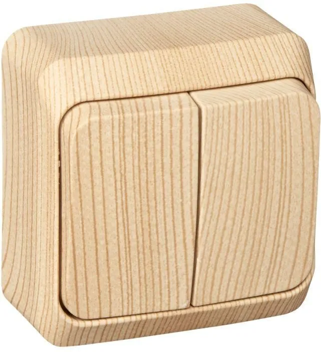 Выключатель 2-кл. ОП Этюд Дача 10А IP20 сосна SE BA10-002D