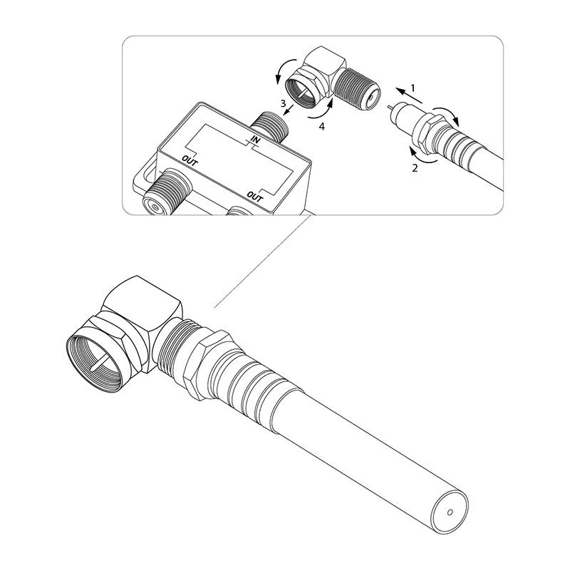 Переходник угловой штекер F – гнездо F REXANT - Фото 4
