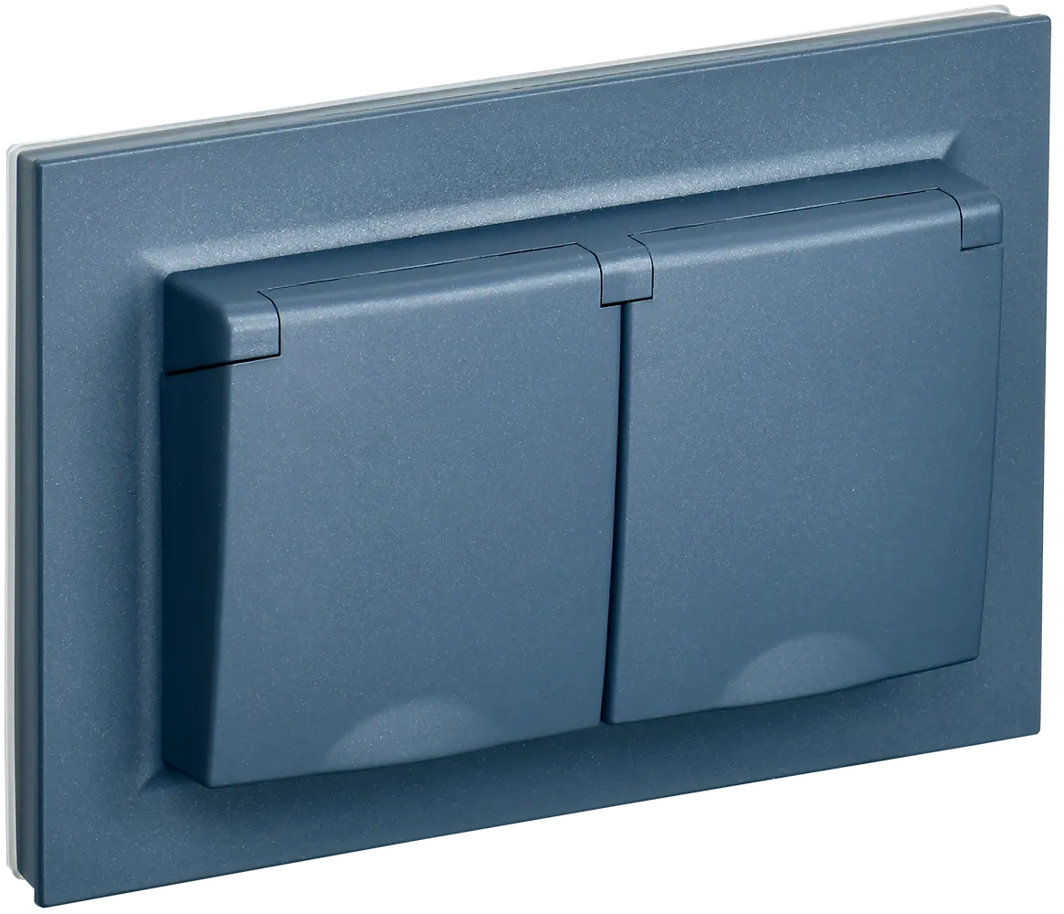 BRITE Розетка 2-местная с заземлением с защитными шторками и крышкой 16А в сборе IP44 РСбш12-3-44-БрМ маренго IEK BR-R26-16-44-K35-F