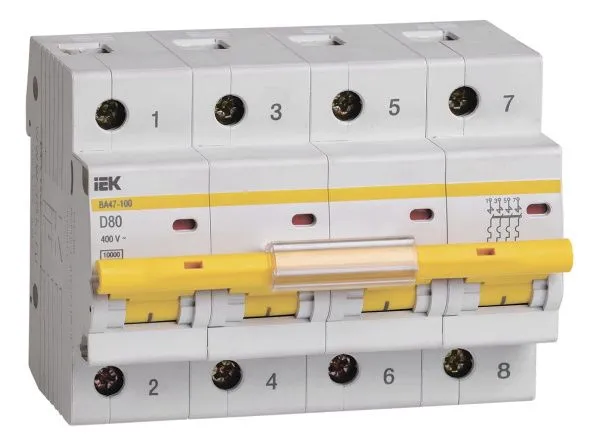 KARAT Автоматический выключатель ВА47-100 4P D 80А 10кА IEK